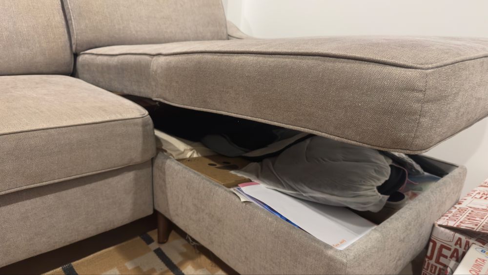 Sofa cama com chaiseloung e arrumacao 2,35x0,85