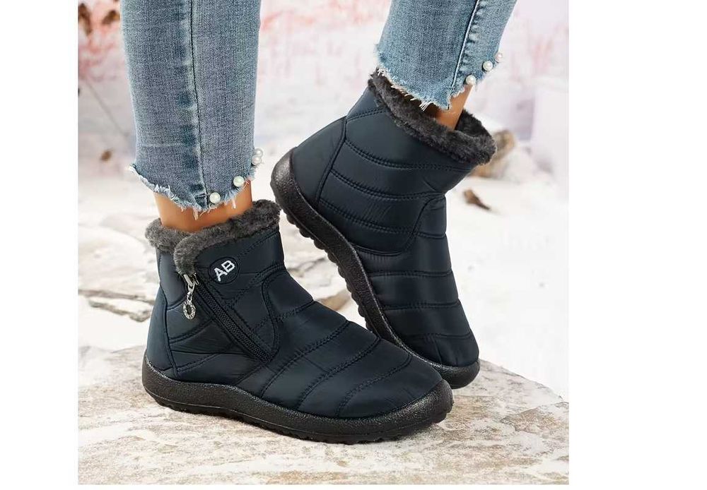 Buty zimowe ocieplane nieprzemakalne nowe niebieskie/35