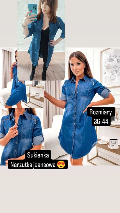 Hit jeansowa dwa w jednym sukienka narzutka jeans