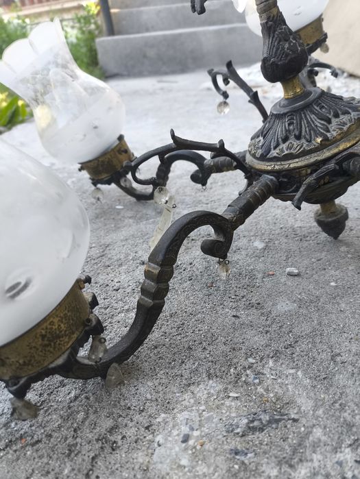 Candeeiro de teto vintage em metal com 5 luzes