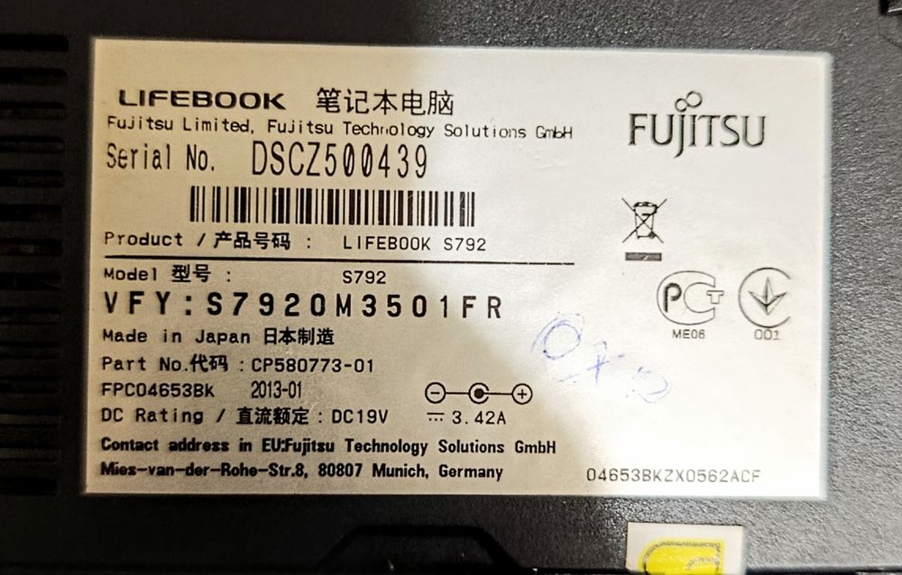 Fujitsu lifebook s792, i5, 8gb