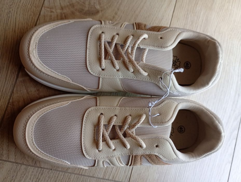 Buty, sneakersy damskie, beżowe r.40, nowe, wysyłka gratis!
