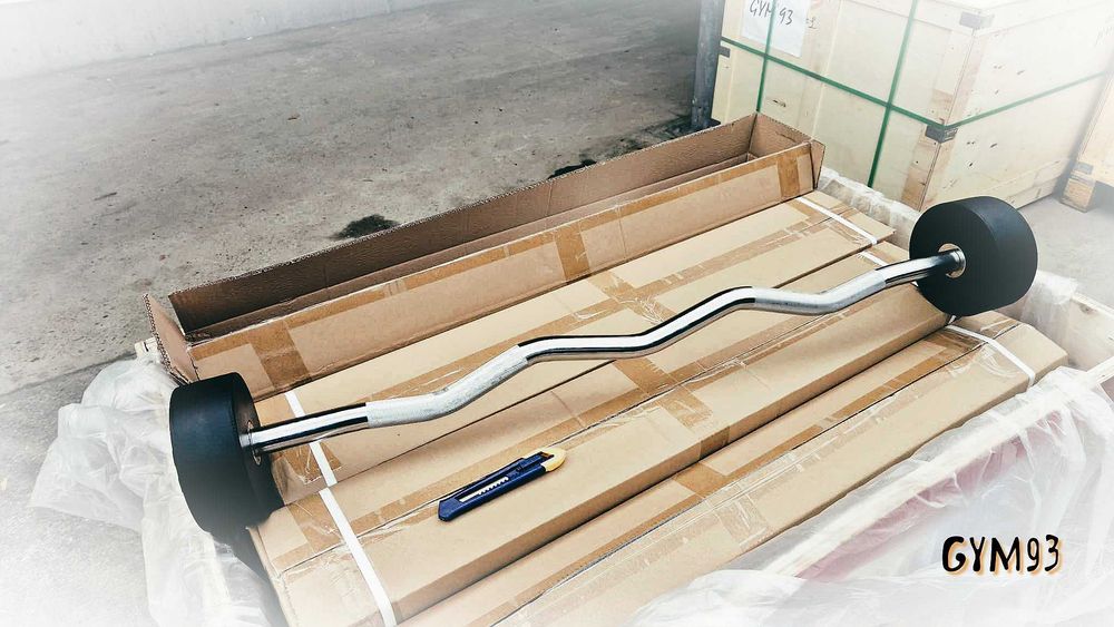 Zestaw 10 sztang stałych do 50 kg Szare Tekstura Gięte