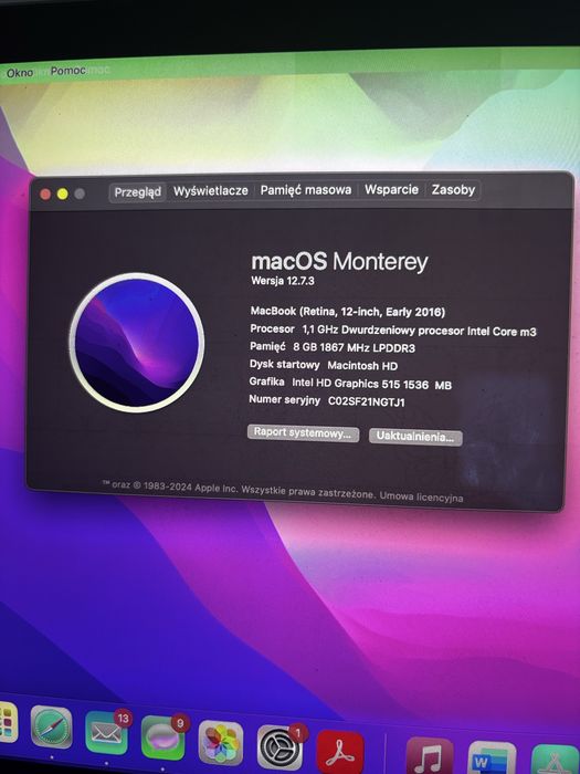 Macbook retina 12 macos monterey 2016 matryca