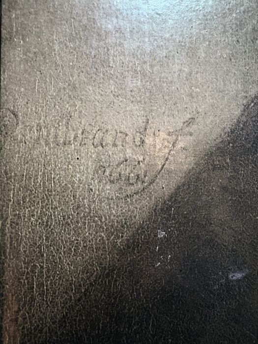 Grande antiga moldura dourada com impressão de pintura de Rembrandt