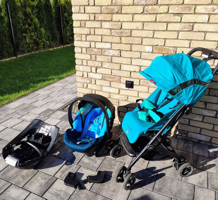 Spacerówka GB Qbit,fotelik Cybex Aton, baza isofix