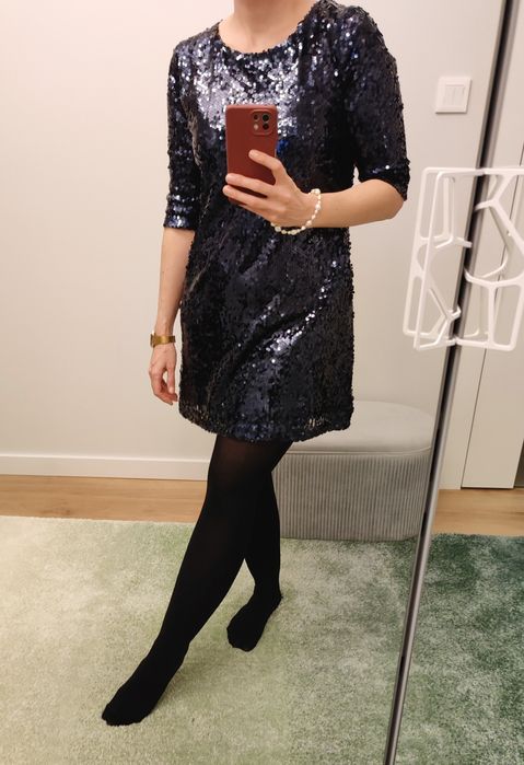 Sukienka cekiny Esmara granat sylwester roz. L