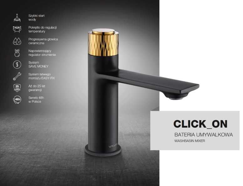 Bateria umywalkowa czarno-złota (2 sztuki)