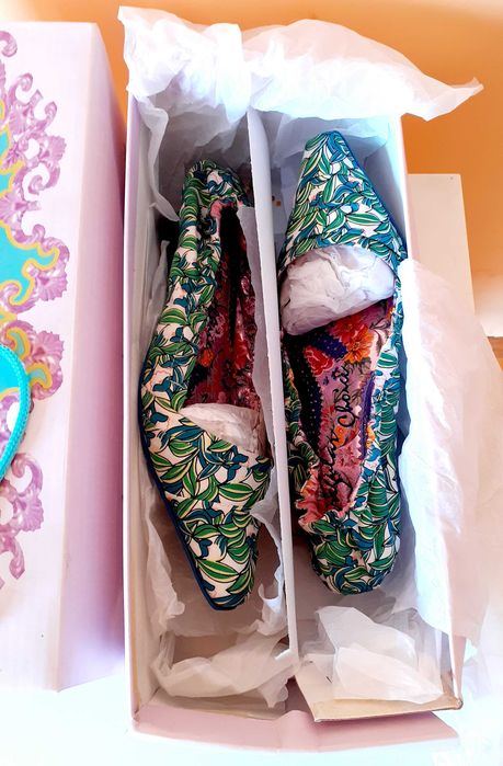 38 UK 5 Nowe buty Irregular Choice zielone kwiaty unikat vintage retro