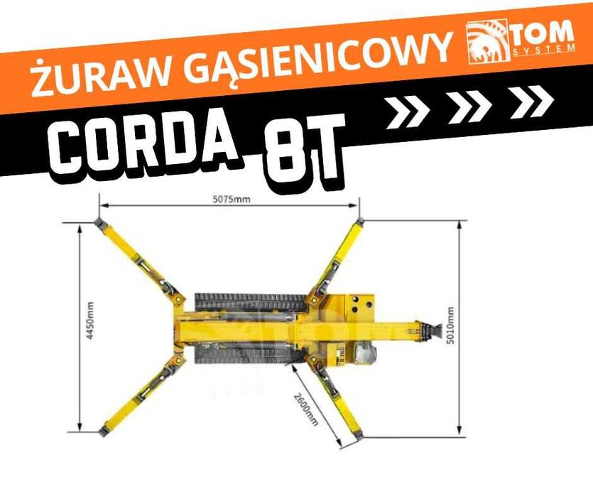 CORDA - Dzwig żuraw gąsienicowy 8T - 18m NOWY Hybryda z UDT