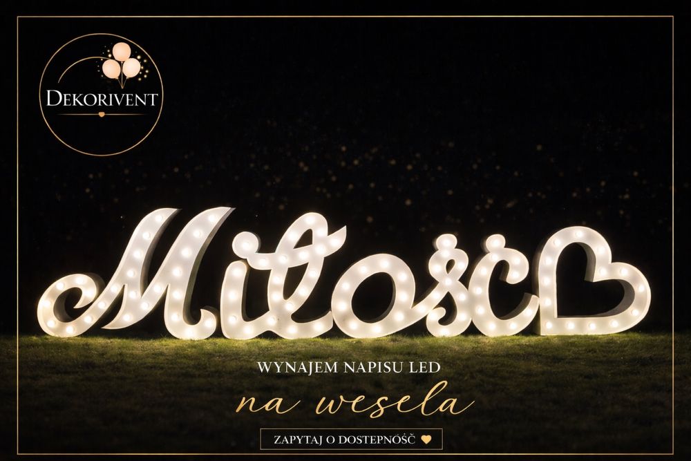 Wynajem napisu led na ślub/ wesele
