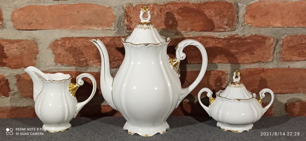 Porcelana SORAU CARSTENS Garnitur Żary Dzbanek Cukiernica Mlecznik