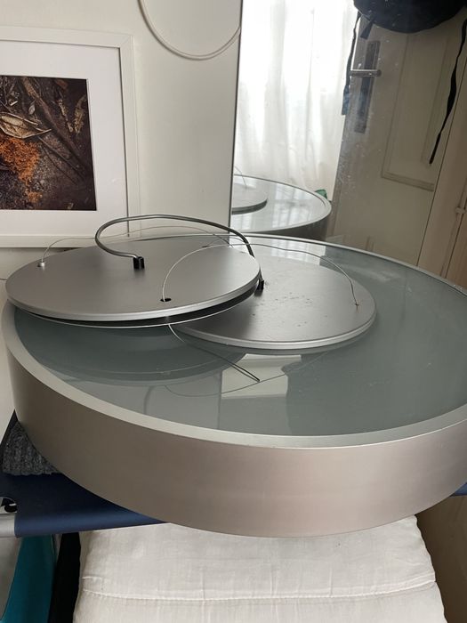 Candeeiro de suspensão diametro 60cm aluminio e vidro satinado