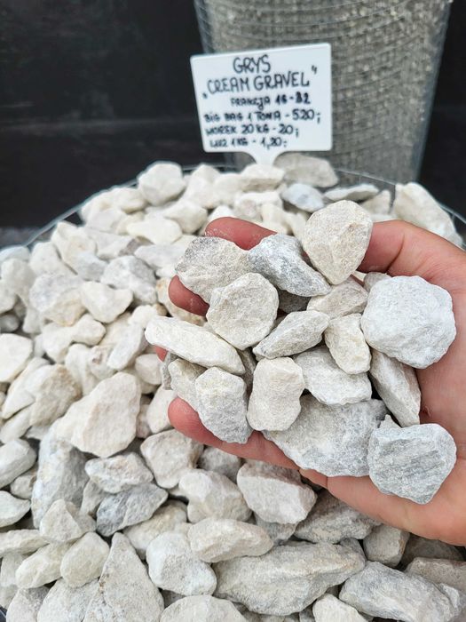 Kamień kremowy grys Cream Gravel Kamienie ogrodowe na rabaty opaski płyty ażurowe dekoracyjne akwarium