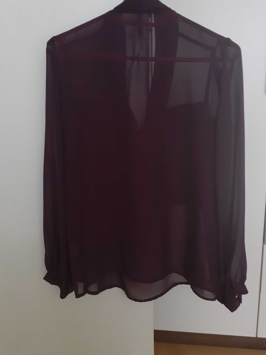 Fioletowa bluzka z wiązaniem