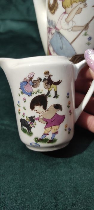 Antyczny Dziecięcy zestaw porcelany z lat 70