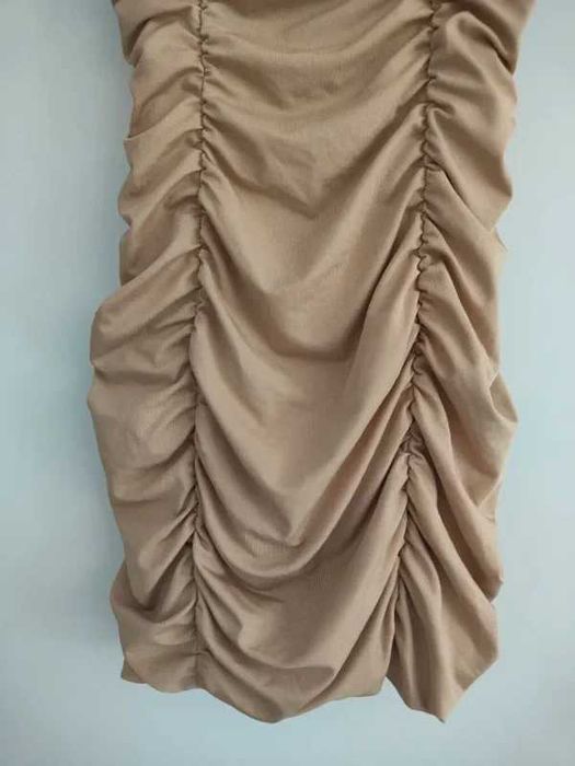 Mini Vestido Shein Drapeado – Nude / Bege – Tamanho S