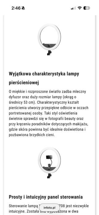 Yongnuo YN708 - lampa diodowa LED pierścieniowa, 45W