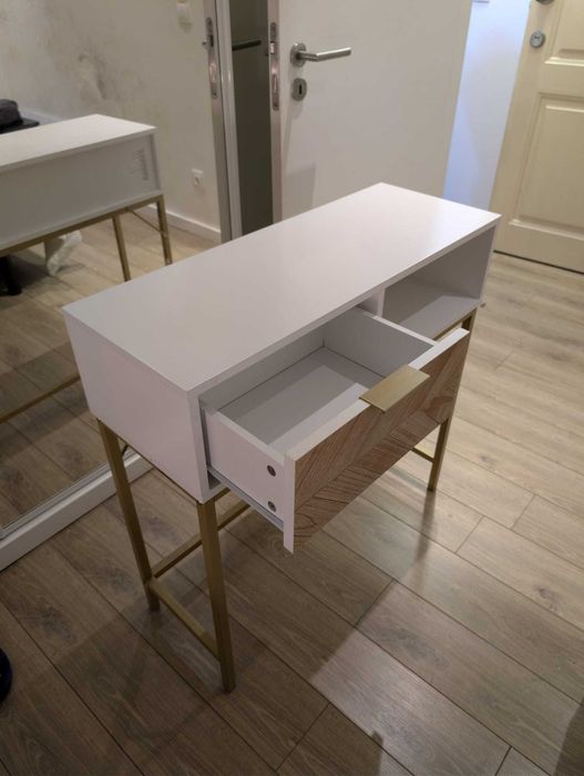 Consola de Entrada Moderna (Branco/Dourado) + OFERTA de 2 Quadros