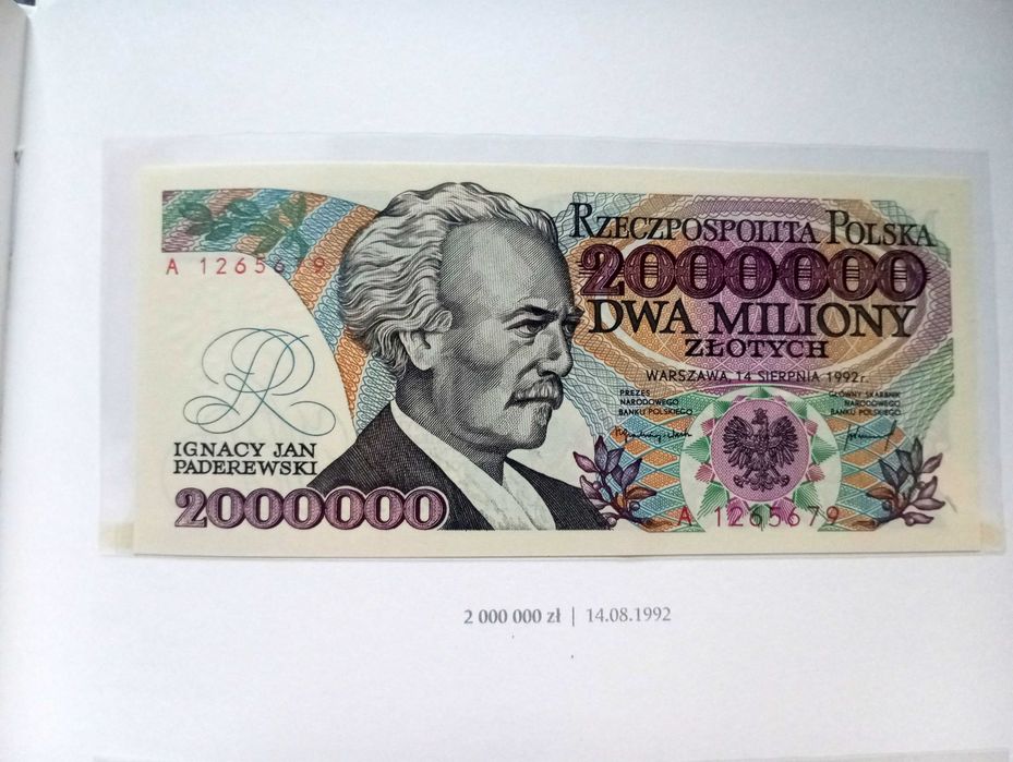2.000000 mln zł 1992  - A -  z Błędem  st. 1 UNC