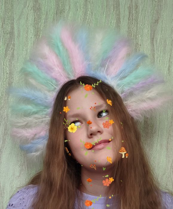 Віночок весняний вінок український новорічний обруч з пір'я зірка