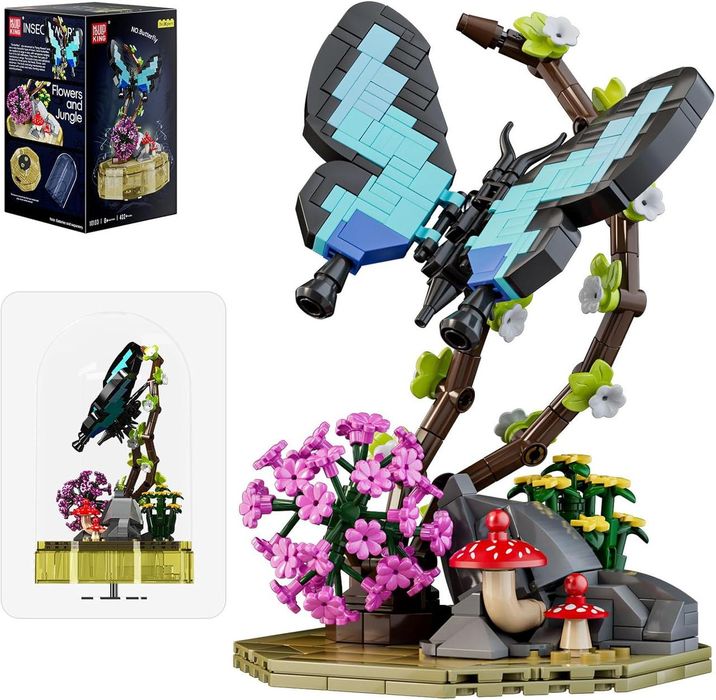 Конструктор Mould King музична шкатулка Метелик під прозорою колбою