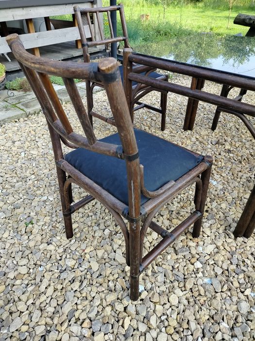 Zestaw mebli ogrodowych stół krzesła bambus rattan