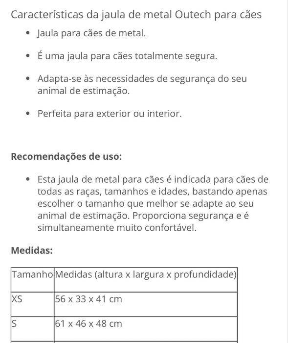Jaula tamanho S como nova