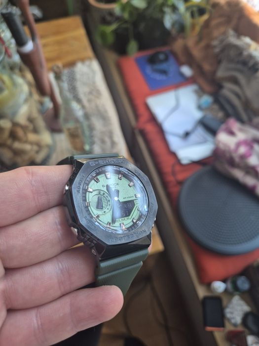 Casio G-Shock GM-2100  stalowa koperta„CasiOak metal” | Zielony