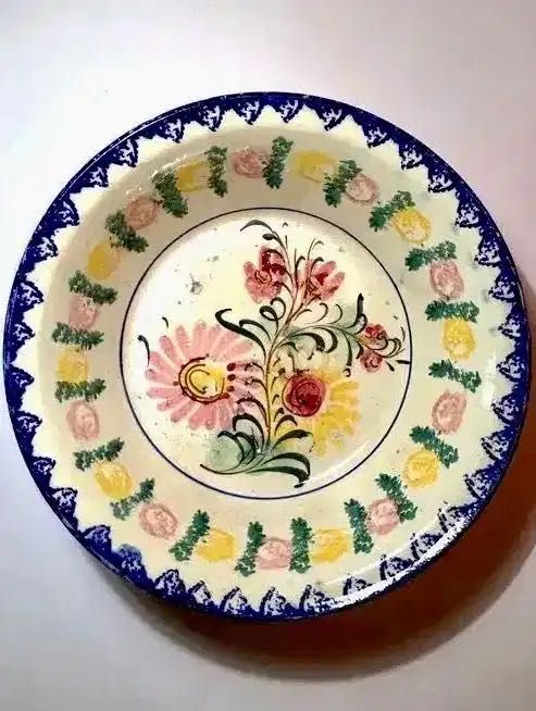 FAIANÇA PORTUGUESA - antiga - pintada à mão - 25x8 cm/s
