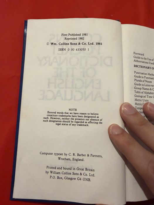 Dicionário Collins Pocket English (1981) – Muito bom estado