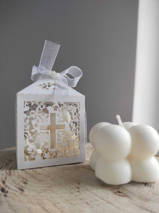 Podziękowanie dla gości komunijnych świeczka sojowa mini bubble