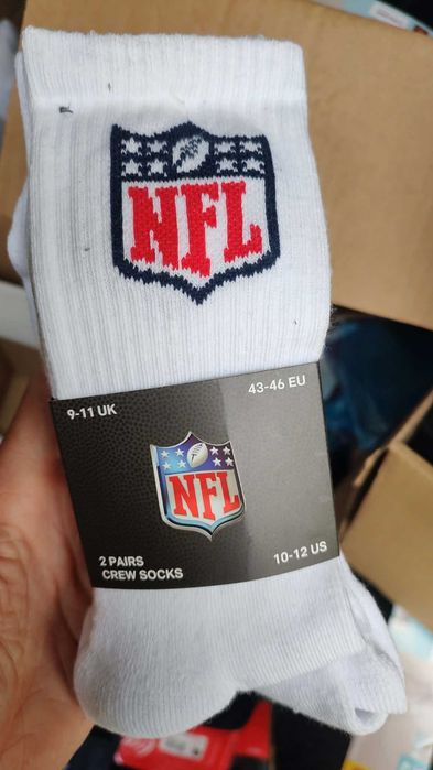 białe skarpety sportowe NFL 43-46 2-pak