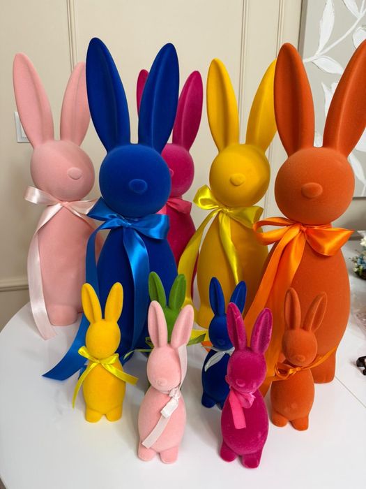 Flokowane zające króliki różne kolory i wielkości