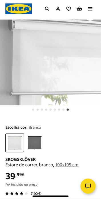 Estore de correr, branco translúcido, 100x195 cm IKEA: SKOGSKLÖVER
