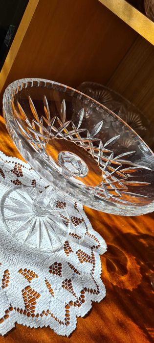 Szklana kryształowa patera na ciasto owoce kryształ PRL lata 70