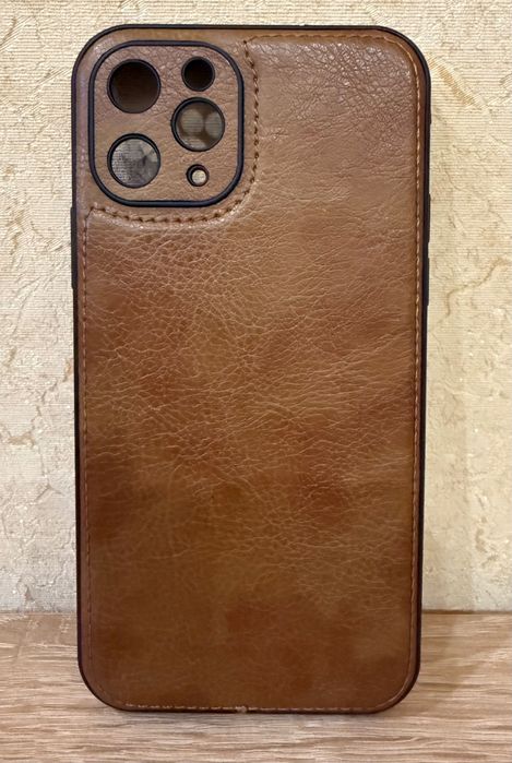 Шкіряний чохол на iPhone 11 Pro з закритою камерою, колір коричневий