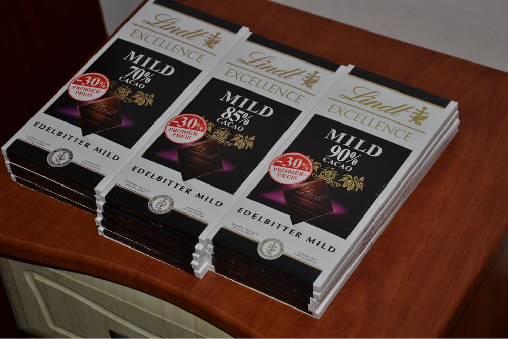 Чорний черний шоколад Lindt Germany original 70 85 90 какао