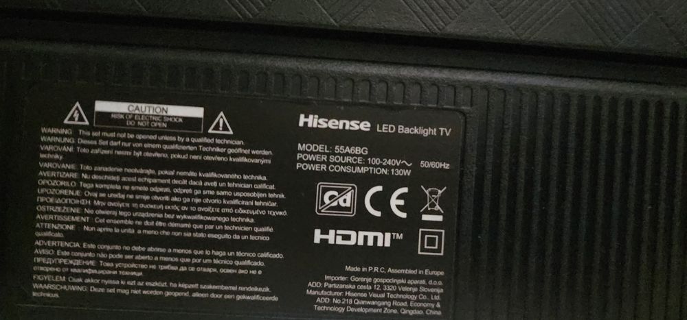 Tv Hisense 55 polegadas para retirada de peças