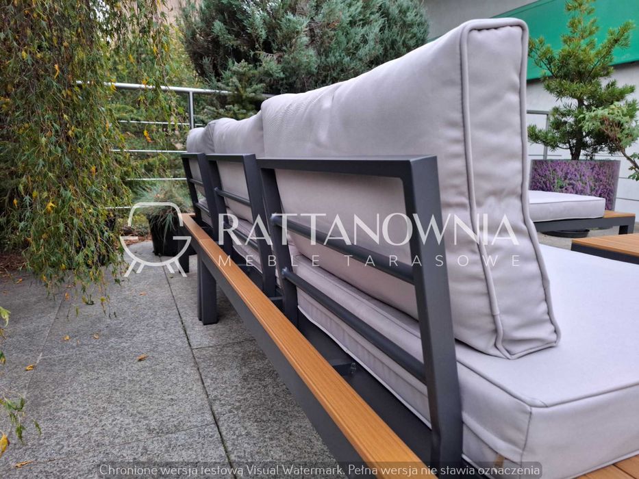 Zestaw Mebli Ogrodowych Narożnik Tarasowy Aluminium Szary Duży Zestaw