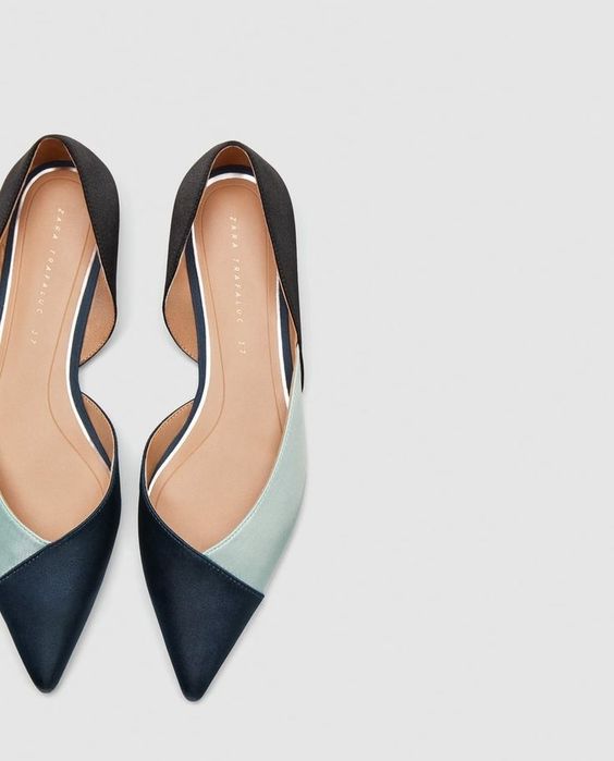 Baleriny Zara tricolor 37 satynowe w szpic