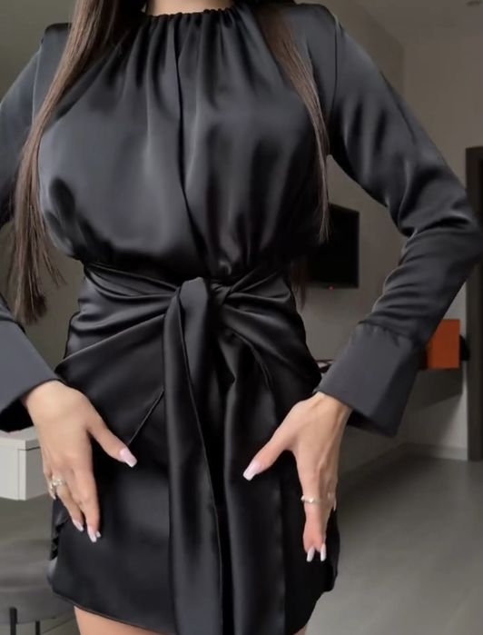 Сукня чорна шовкова сатинова xs новорічна zara xs вечірня нова