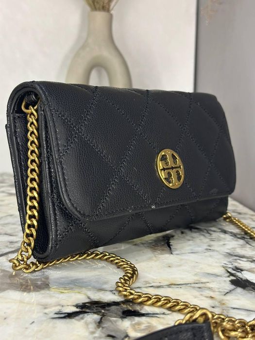 Жіноча сумка-гаманець Tory Burch Willa чорна стьобана на ланцюжку, оригінал