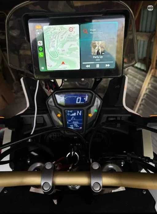 Carplay AndroidAuto Rejestrator 2 kamery motocykl nawigacja 7"