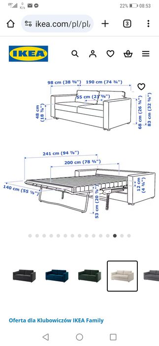 Sofa 2 osobowa rozkladana