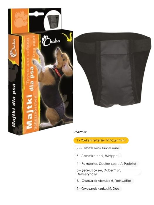 Majtki na cieczkę dla psa rozm 3 - Jamnik stand., Whippet