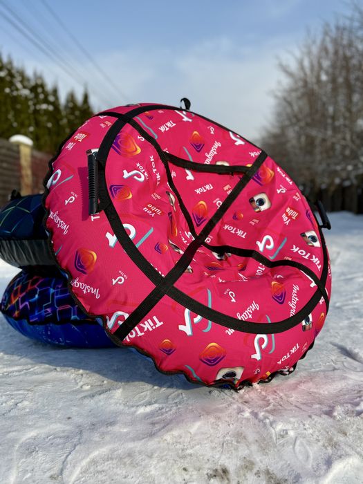 Тюбінг ватрушка 100 см, камера в комплекті "Рожевий Тікток"