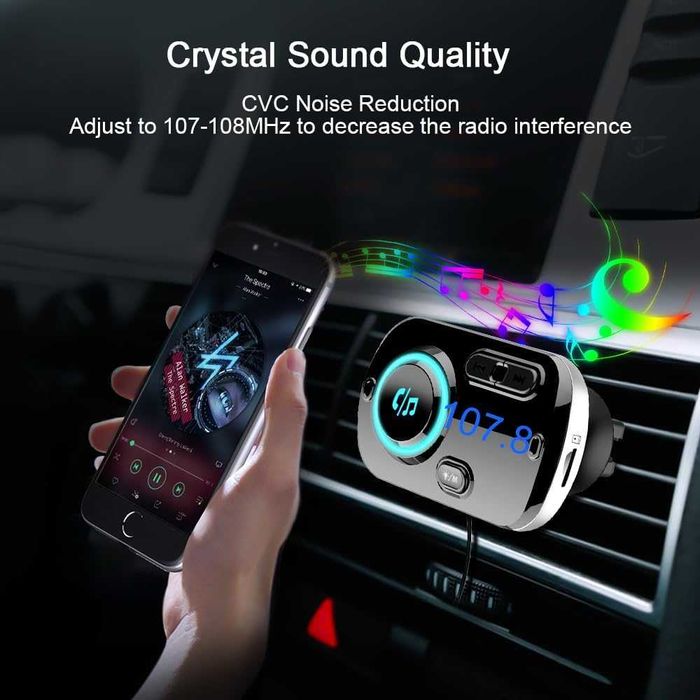 SONRU BC49BQ Bluetooth 5.3 FM Adapter do samochodu czarny transmiter