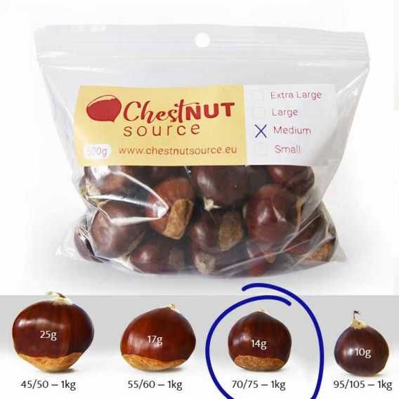 Castanhas Frescas - Calibre Pequeno até ao Grande