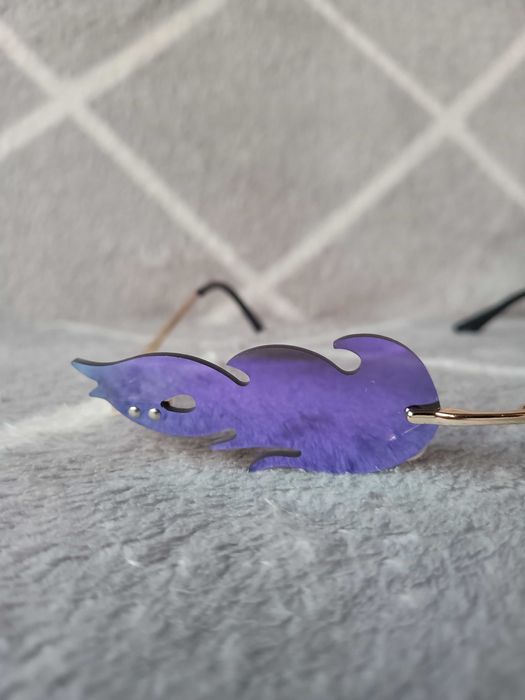 Okulary fioletowe ognie, czarne wąskie, zestaw